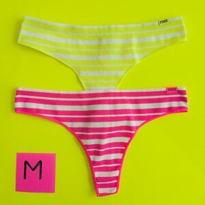 Victoria's Secret PINK Size M Ribbed Thong Panty Bundle - 2 pairs